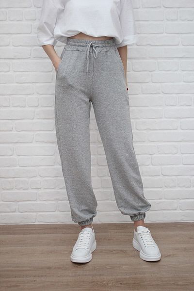 Winmoda34 Γκρι γυναικεία φούτερ Joger Leg με 3 νήματα