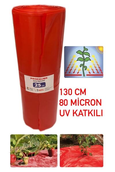 Procover Kırmızı Malç Naylonu 130 Cm Genişlik 80 Micron 25 Mt Çilek Naylonu 25 Mt /130cm/80mic
