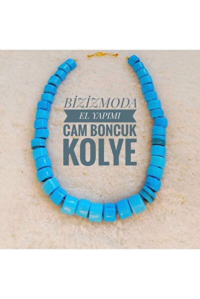 bizizmoda Blue Handmade Glass Bead Blue Necklace