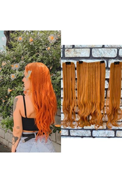 Fenomen Peruk Yarımay+2 Yan Bakır Maşa Dalgalı Çıt Çıt - 75 Cm