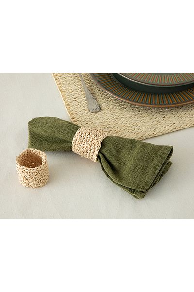 English Home Пръстени за салфетки Wicker Weave Natural Ip, 2 броя, кремави
