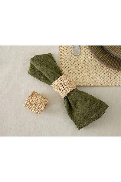English Home Пръстени за салфетки Wicker Weave Natural Ip, 2 броя, кремави