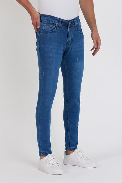 Newtime Ανδρικό παντελόνι Skinny Fit Lycra Σκούρο Μπλε με Καρτέλες