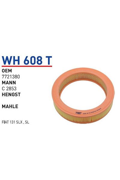 WUNDER Wh608t Air Filter - Fiat Doğan Slx-sl (with wire inside)