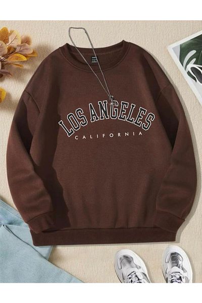 AFROGİYİM Унисекс голям суичър с щампи Los Angeles California