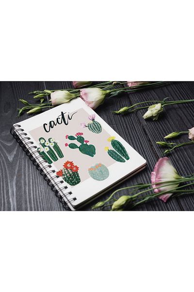 Walldeco Cactus Lemn Copertă MDF Notebook Necăptușit