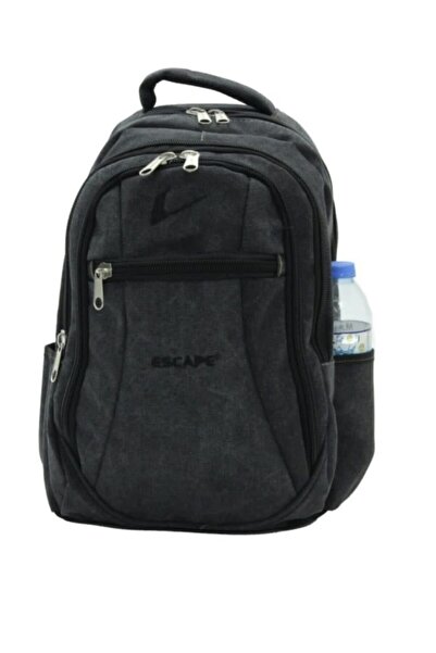 ESCAPE Unisex Siyah Kanvas Kumaş Laptop Bölmeli Outdoor Sırt Çantası 307