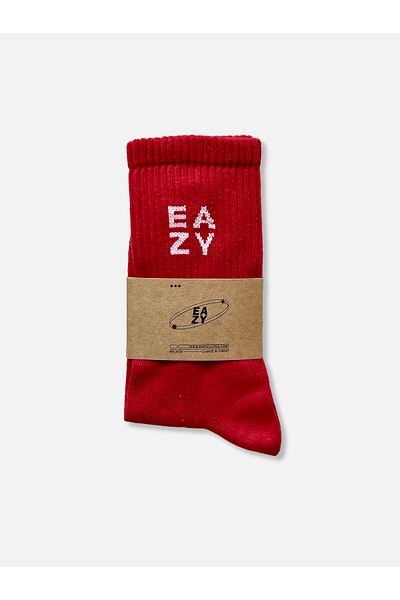 Eazy Co Șosete sportive de tenis unisex din bumbac roșu fără sudură