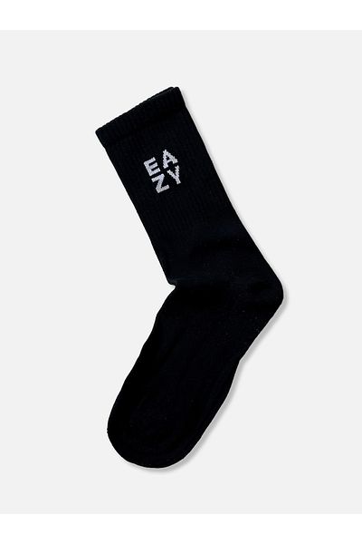 Eazy Co Unisex Βαμβακερές Μαύρες Αθλητικές Κάλτσες Τένις χωρίς ραφή
