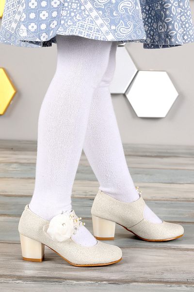 KARAMAZI 751 Model Silvery Pantofi de balerină cu toc de 4 cm pentru fete
