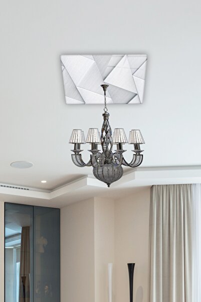 Decorita Cam Avize Göbeği | Gümüş Desen | 50cm X 50cm