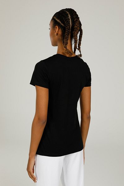 lumberjack Ct122 Basic C Neck T-shirt Μαύρο γυναικείο κοντομάνικο μπλουζάκι