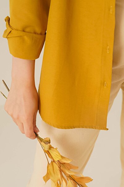 Bigdart 103901 Oversize Basic Hijab Shirt - Mustard