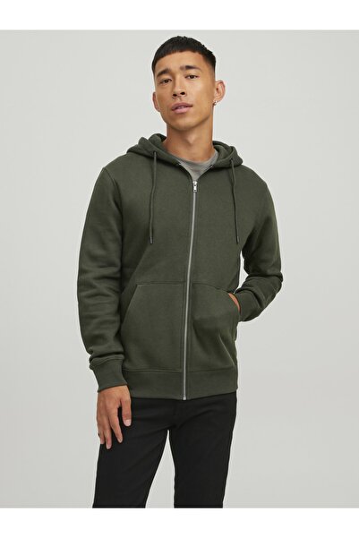 Jack & Jones Μονόχρωμο φούτερ με φερμουάρ