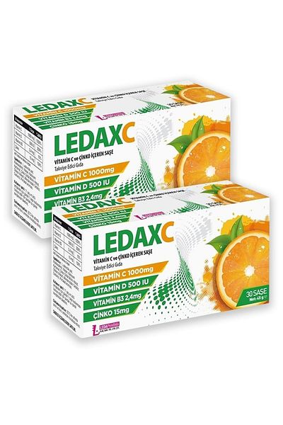 LedaPharma Ledaxc 30 Sachets with Vitamin C and Zinc Container - 2 Pieces