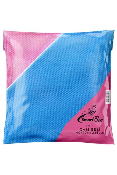 SmartBee Hobee 2-Pack Microfiber Glass Wiping Cloth 40X40 235Gsm - Pink/Blue