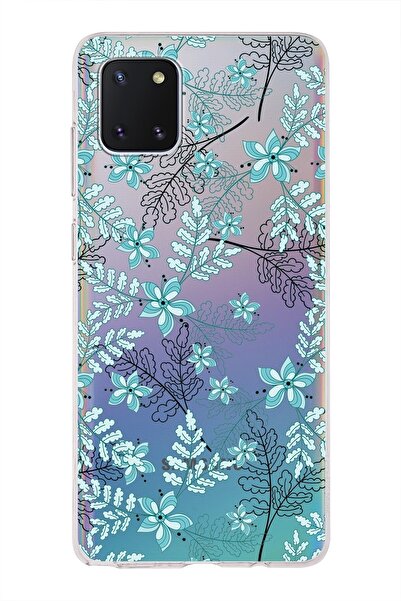 PrintiFy Samsung Galaxy Note10 Lite Floral Su Yeşili Tasarımlı Şeffaf Kılıf