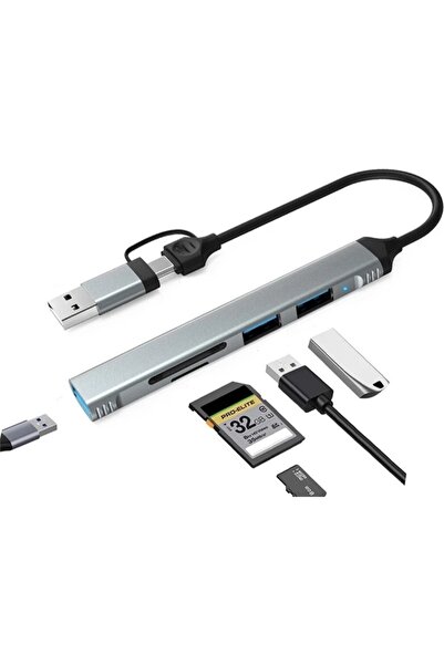 comse Airsky 2 İN 1 Usb Type C - Usb 3.0 Çoklayıcı Microsd Sd Kart Okuyucu