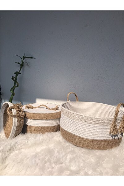 Hediyeninellitonu Coș organizator triplu frânghie de iută de bună calitate, p...