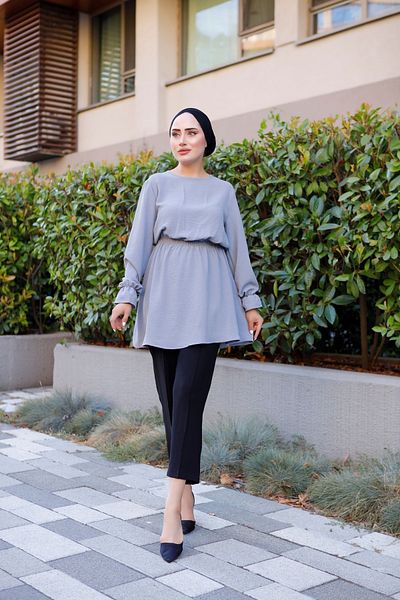 VOLT CLOTHİNG Ayrobin-Tunika mit geraffter Taille und Ärmeln für Damen