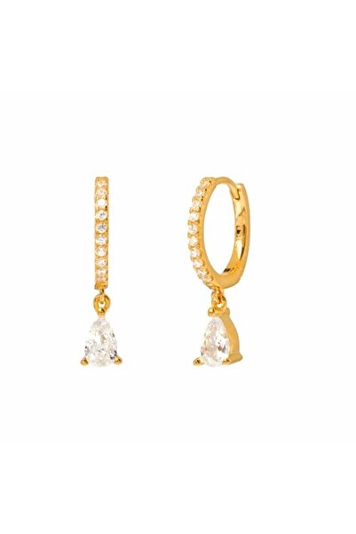 Bylin Zircon Stone Beaded Hoop Earrings with Drop Charm - 1 Pair