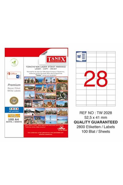 Tanex Laser Label Tw-2028 52.5 X 41 mm