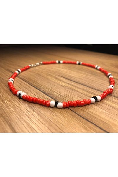 Stoneday Red White Color Special Design Sand Bead Necklace