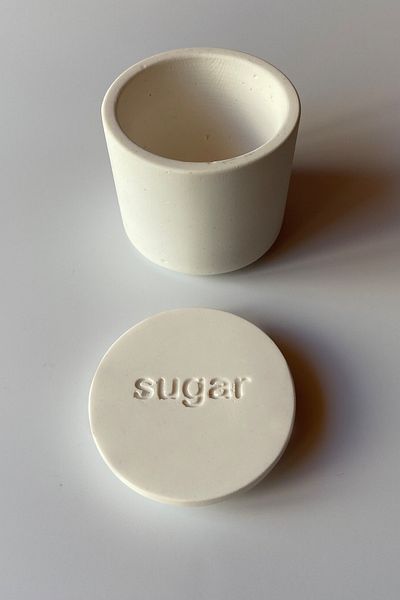 sin istanbul Concrete Sugar Bowl with Lid White