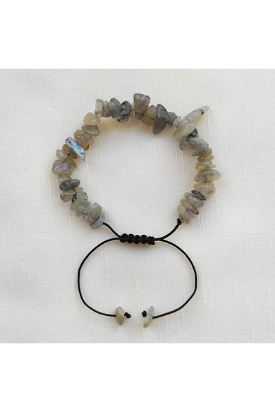 ByKolyeucum Natural Labradorite Stone - Broken Knitted Macrame Zodiac Bracelet