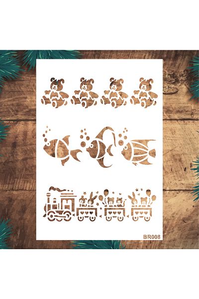 STENCİLTASARIM Stencil Design Br008- Decorative Wall, Item, Tile, Fabric Painting Templates 21x30 Cm