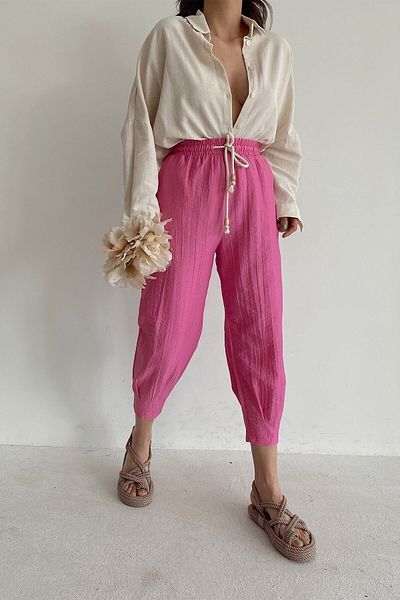 Lady Pixie Women's Elastic Waist Pleated Trousers