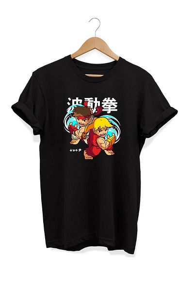 remonz Μπλουζάκι Ninja Street Fighter Ryu Ken με στάμπα 100% βαμβακερό μπλουζάκι μεγάλου μεγέθους 4