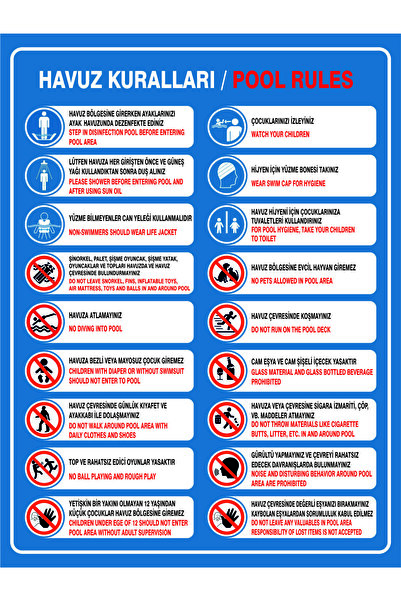 2MAKREKLAM 70x50 Cm 5 Mm Dekota (FOREX) Üzeri Uv Baskı Ingilizce-türkçe Havuz...