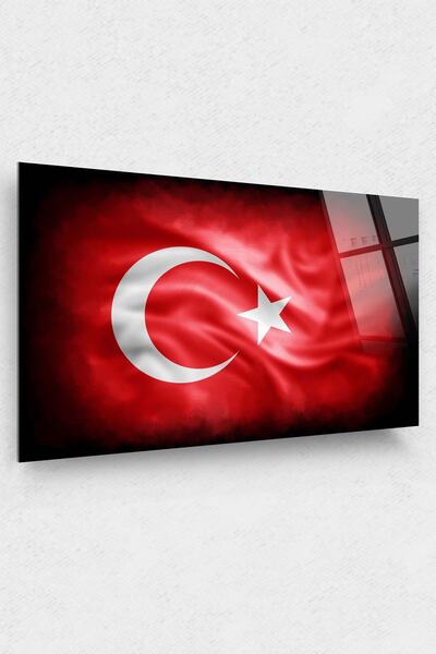 Assos Design Crvena turska zastava na staklu, naša slavna Al zastava na nebu,...