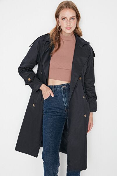 Trendyol Collection Trench Coat - Navy blue - Double-breasted