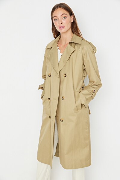 Trendyol Collection Trench Coat - Khaki - Double-breasted