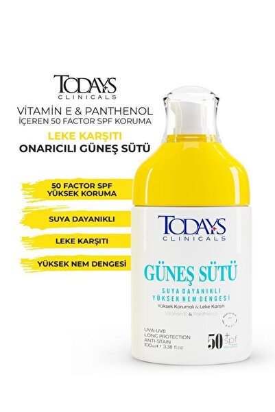TODAYS CLİNİCALS Güneş Sütü 50 Spf Yüksek Koruma Leke Karşıtı Vitamin E & Panthenol