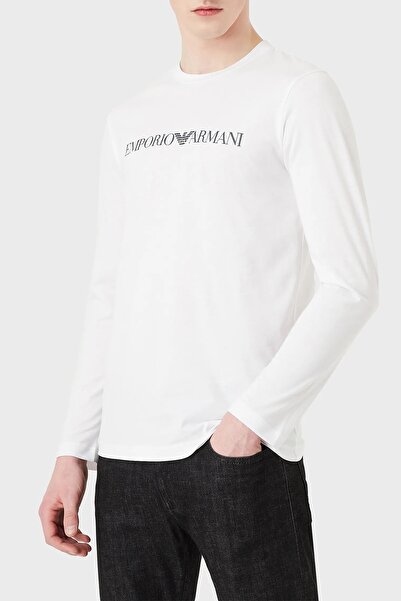 Emporio Armani Με λογότυπο Slim Fit Crew λαιμόκοψη μακρυμάνικο βαμβακερό μπλουζάκι Ανδρικό μπλουζάκι 8n1tn8 1jpzz 0