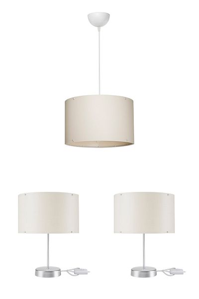 Gloria Ela Bedroom Set - Cream Pendant Lamp 2 Chrome Lampshades