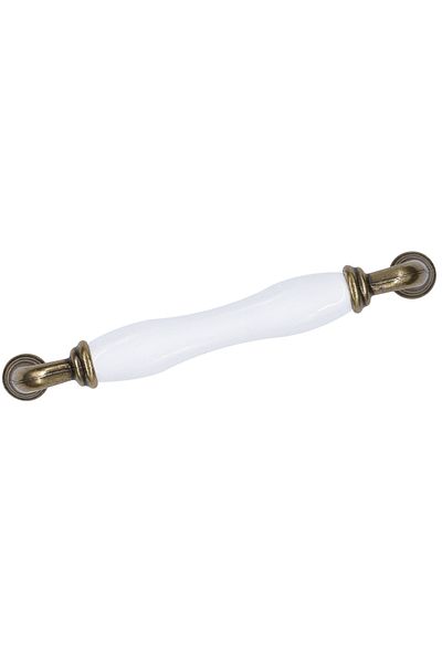 Porcellana Perla 12.8cm Porcelain Kitchen Handle - White & Antique Yellow Sapphire Cabinet Drawer Furniture - Stk7896