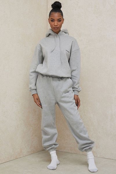 Benisengiydir Women's Gray House Printed Hooded Set
