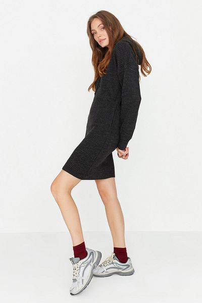Trendyol Collection Anthracite Anthracite Mini Knitwear Dress TWOAW23EL00075 Dress TWOAW23EL00075