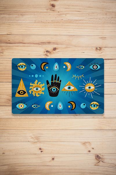 Vagonik Evil Eye Bead Patterned Digital Printed 50x70cm Decorative Multi-Purpose Indoor and Outdoor Door Mat
