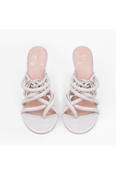 Nervia Berry| Women's Lace-Up Heeled Beige Sandals