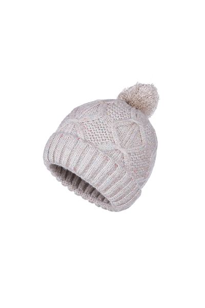 Fonem Women's Pompom Cotton Filay Beret Fo 2654 Stone Color