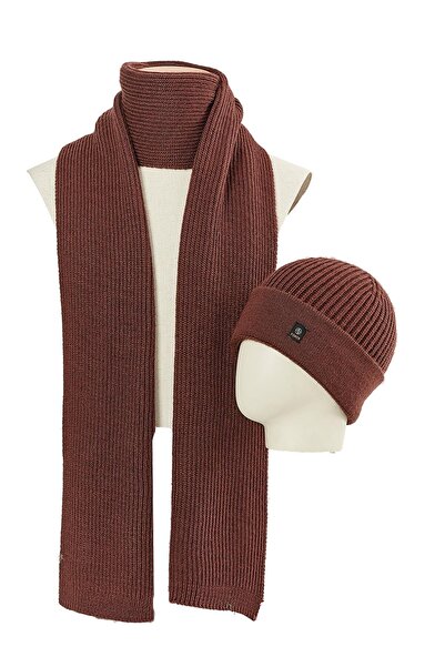 Fonem طقم قبعة وشاح Zen للرجال مكون من قطعتين Fo 3570 Claret Red