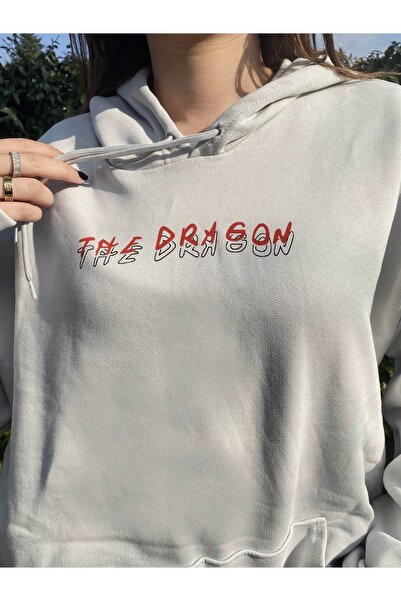 Jose Clothing Φούτερ με κουκούλα καγκουρό με κουκούλα σε γκρι Dragon