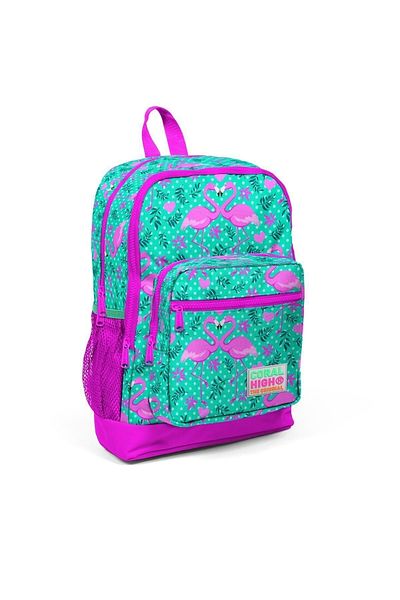 Yaygan Kids Four Compartment Water Green Flamingo Patterned Primary School Bag 23712
