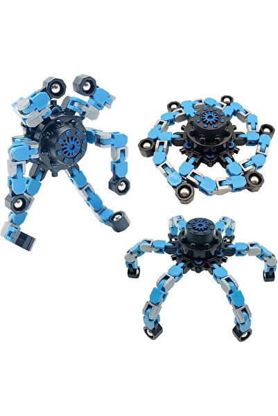 Toyaş Mavi Fidget Spinners Dönüştürülebilir Zincir Robot Oyuncak Stres Çarkı 1 Adet