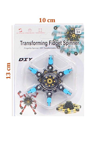 Toyaş Mavi Fidget Spinners Dönüştürülebilir Zincir Robot Oyuncak Stres Çarkı 1 Adet
